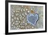 Heart shaped pattern in Map lichen on rock, Menorca, Spain-Edwin Giesbers-Framed Photographic Print