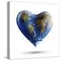 Heart-Shaped Planet Earth on a White Background-null-Stretched Canvas