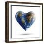 Heart-Shaped Planet Earth on a White Background-null-Framed Art Print