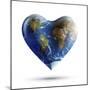 Heart-Shaped Planet Earth on a White Background-null-Mounted Art Print