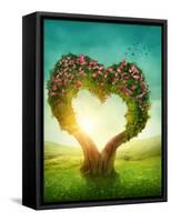 Heart Shaped Tree in the Meadow-egal-Framed Stretched Canvas