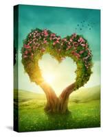 Heart Shaped Tree in the Meadow-egal-Stretched Canvas
