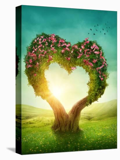 Heart Shaped Tree in the Meadow-egal-Stretched Canvas