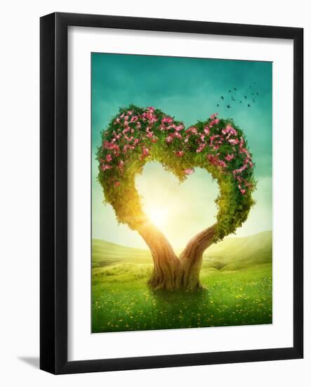 Heart Shaped Tree in the Meadow-egal-Framed Photographic Print