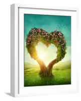 Heart Shaped Tree in the Meadow-egal-Framed Photographic Print