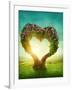 Heart Shaped Tree in the Meadow-egal-Framed Photographic Print