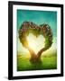 Heart Shaped Tree in the Meadow-egal-Framed Photographic Print