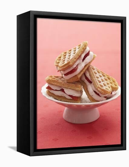 Heart-Shaped Waffles Filled with Strawberry Cream-Marc O^ Finley-Framed Stretched Canvas