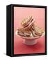 Heart-Shaped Waffles Filled with Strawberry Cream-Marc O^ Finley-Framed Stretched Canvas
