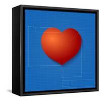 Heart Symbol Like Blueprint Drawing-eriksvoboda-Framed Stretched Canvas