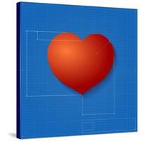 Heart Symbol Like Blueprint Drawing-eriksvoboda-Stretched Canvas