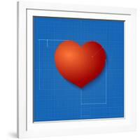 Heart Symbol Like Blueprint Drawing-eriksvoboda-Framed Art Print