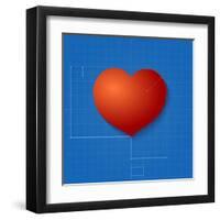 Heart Symbol Like Blueprint Drawing-eriksvoboda-Framed Art Print