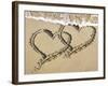 Heart Two Drawn into Sand with Surf-null-Framed Photographic Print