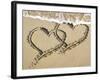 Heart Two Drawn into Sand with Surf-null-Framed Photographic Print