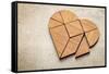 Heart Version of Tangram, a Traditional Chinese Puzzle Game Made of Different Wood Parts to Build A-PixelsAway-Framed Stretched Canvas