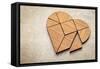 Heart Version of Tangram, a Traditional Chinese Puzzle Game Made of Different Wood Parts to Build A-PixelsAway-Framed Stretched Canvas