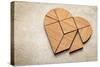 Heart Version of Tangram, a Traditional Chinese Puzzle Game Made of Different Wood Parts to Build A-PixelsAway-Stretched Canvas