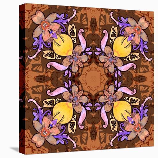 Heart with Flowers: Kaleidoscopic Pattern-Zdanchuk Svetlana-Stretched Canvas