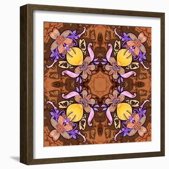 Heart with Flowers: Kaleidoscopic Pattern-Zdanchuk Svetlana-Framed Art Print