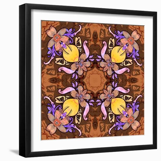 Heart with Flowers: Kaleidoscopic Pattern-Zdanchuk Svetlana-Framed Art Print