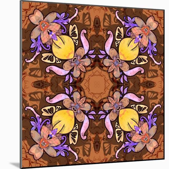 Heart with Flowers: Kaleidoscopic Pattern-Zdanchuk Svetlana-Mounted Art Print