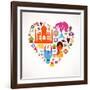 Heart With India Icons-Marish-Framed Art Print