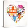 Heart With India Icons-Marish-Stretched Canvas