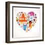 Heart With India Icons-Marish-Framed Art Print