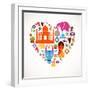 Heart With India Icons-Marish-Framed Art Print