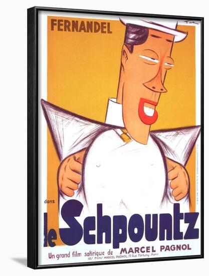 HEARTBEAT, (aka LE SCHPOUNTZ), French poster, Fernandel, 1938-null-Framed Art Print