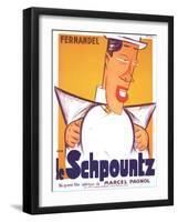 HEARTBEAT, (aka LE SCHPOUNTZ), French poster, Fernandel, 1938-null-Framed Art Print