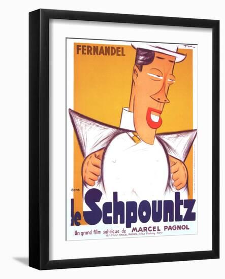 HEARTBEAT, (aka LE SCHPOUNTZ), French poster, Fernandel, 1938-null-Framed Art Print