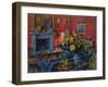 Hearth and Yellow Flowers (Oil on Canvas)-Susan Ryder-Framed Giclee Print