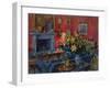 Hearth and Yellow Flowers (Oil on Canvas)-Susan Ryder-Framed Giclee Print