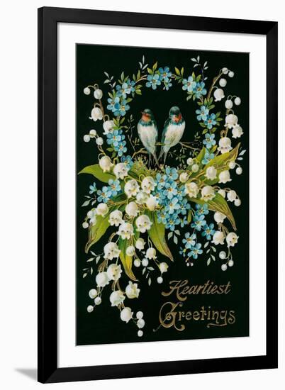 Heartiest Greetings, Vintage Bouquet-null-Framed Art Print