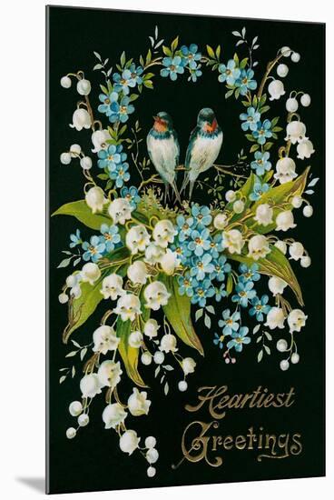 Heartiest Greetings, Vintage Bouquet-null-Mounted Art Print