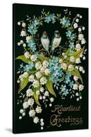 Heartiest Greetings, Vintage Bouquet-null-Stretched Canvas