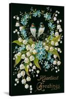 Heartiest Greetings, Vintage Bouquet-null-Stretched Canvas