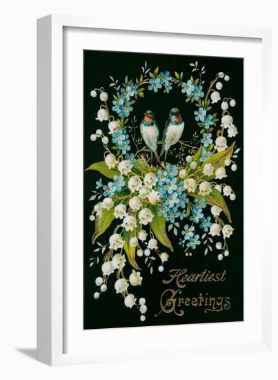 Heartiest Greetings, Vintage Bouquet-null-Framed Art Print