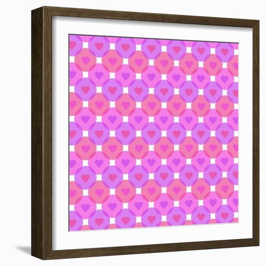 Hearts Bubbles Pattern on White Background-amovita-Framed Art Print