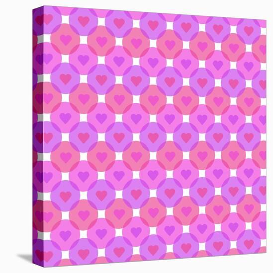 Hearts Bubbles Pattern on White Background-amovita-Stretched Canvas