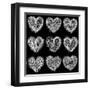 Hearts Chalkboard, Love Background and Texture-homobibens-Framed Art Print