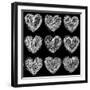 Hearts Chalkboard, Love Background and Texture-homobibens-Framed Art Print