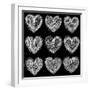 Hearts Chalkboard, Love Background and Texture-homobibens-Framed Art Print