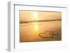 Hearts Drawn on the Sand of a Beach, Soft Wave of the Sea.-De Visu-Framed Photographic Print