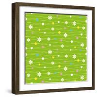 Hearts Flowers and Dots Pattern-Jelena Z-Framed Art Print