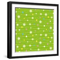 Hearts Flowers and Dots Pattern-Jelena Z-Framed Art Print