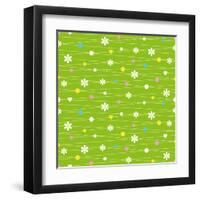 Hearts Flowers and Dots Pattern-Jelena Z-Framed Art Print