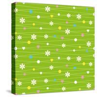 Hearts Flowers and Dots Pattern-Jelena Z-Stretched Canvas